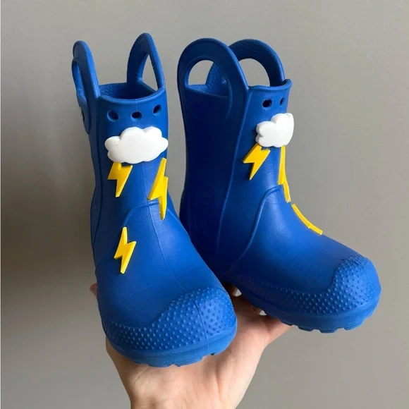 CROCS Limited collection Handle It Lightning Bolt Rain Boots size C9 - Picture 2 of 9